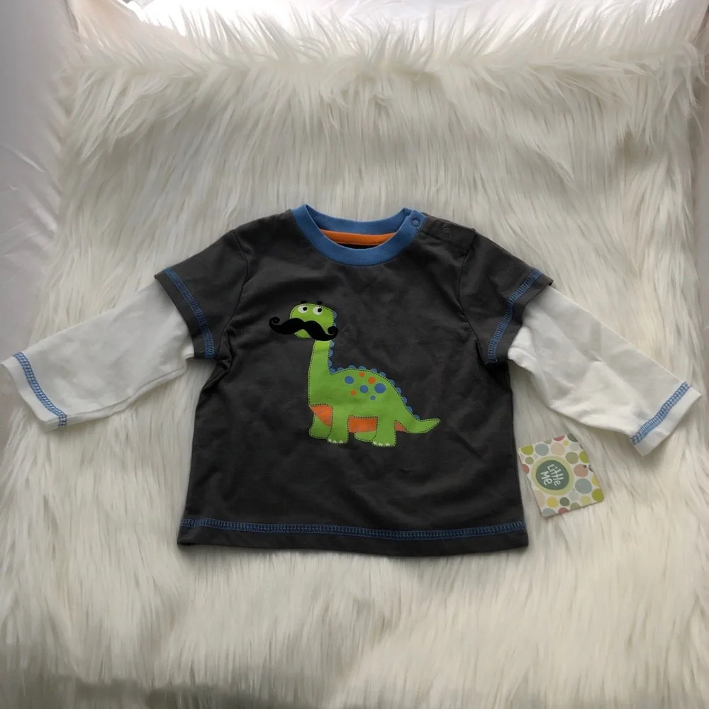 LITTLE ME Dinosaur Mustache Toddler Long Sleeve Shirt | Size 18 Months | NWT